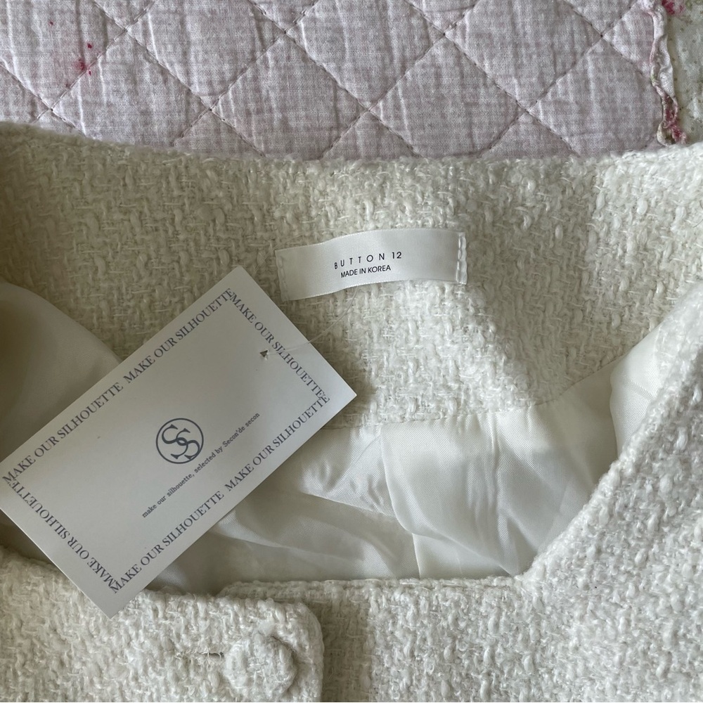 Creme boucle tweed two piece chic girly set - Picture 5 of 7